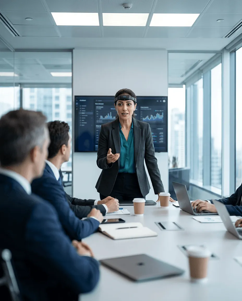 Executive wearing Neurostellar Orbit during deep work