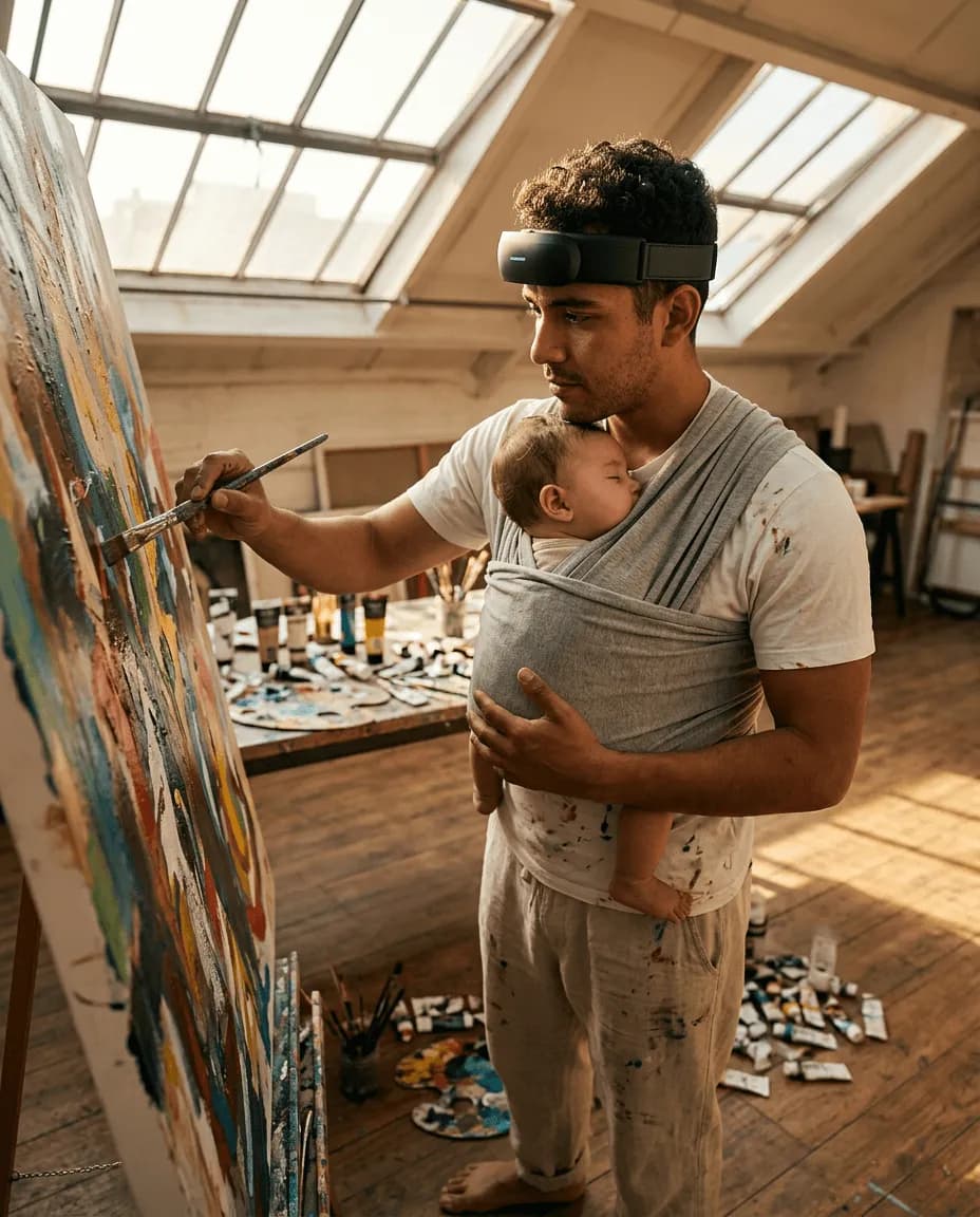Artist wearing Orbit while painting